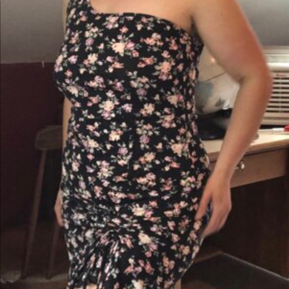 Floral ruched drawstring plus size knee midi dress - Picture 4 of 9